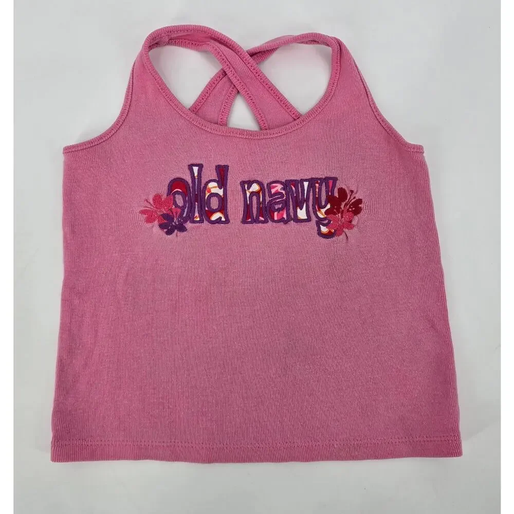 Old Navy Baby‎ 3T Pink Hibiscus Logo Tank Top – Y2K Retro Vibes